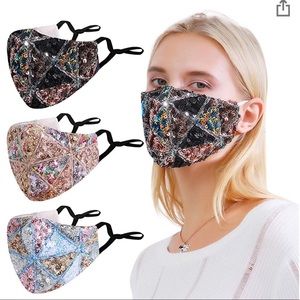 3pc Multi Colored Sequin Masks, Reusable